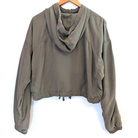Abercrombie & Fitch | Olive Green Lightweight Crop Hooded Utility Jacket Large - Picture 9 of 15